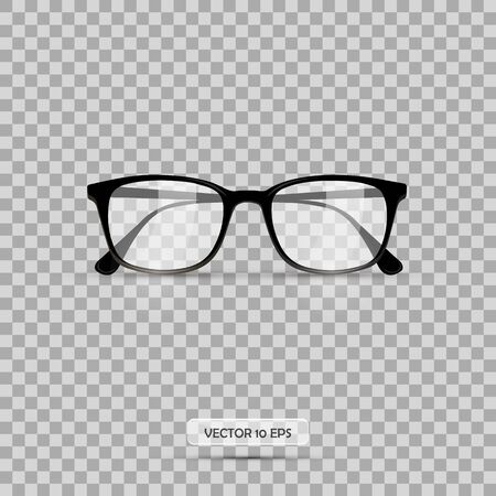 Eyeglasses. Vector illustration. Geek glasses isolated on a white background. Realistic icon black eyeglasses.のイラスト素材