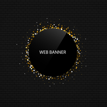 Web banner. Gold glitter texture. Vector illustration. Black Brick wallのイラスト素材