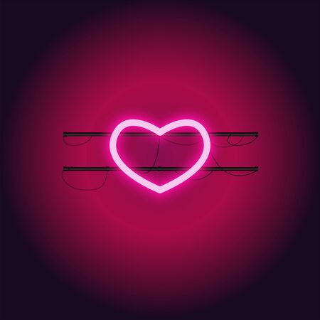 Heart. Neon sign. Vector illustration Neon glowing lightのイラスト素材