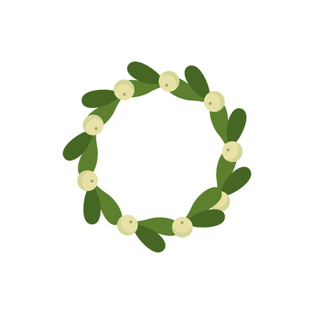 Christmas wreath. Vector illustration. Isolated on whiteのイラスト素材