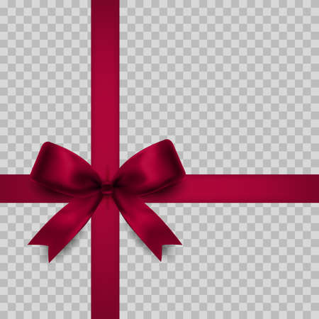 Red gift bow with ribbon isolated realistic icon vector illustration.のイラスト素材