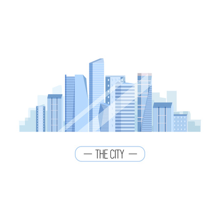 City illustration. Skyscrapers, urban buildings, architecture. Vector.のイラスト素材