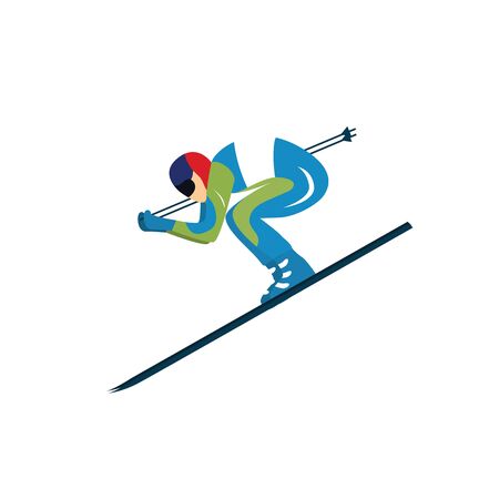 Skier sportsman vector illustration isolated on whiteのイラスト素材