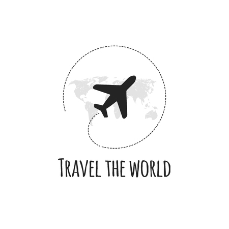 Travel icon with airplane. Vector illustration.のイラスト素材