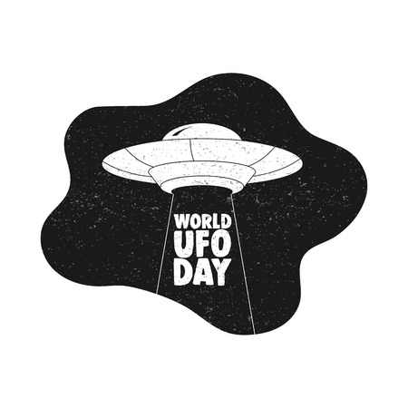 UFO world day. UFO Flying Saucer Icon isolated on white background.のイラスト素材