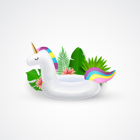 Unicorn inflatable swimming pool ring, tube, float. Layout for banners, wallpaper, flyers, invitation, posters brochure voucher discountのイラスト素材