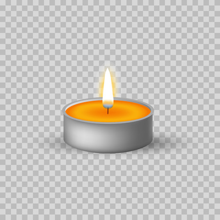 Candle 3d icon. Tea light candle isolated on the background. Vector illustrationのイラスト素材