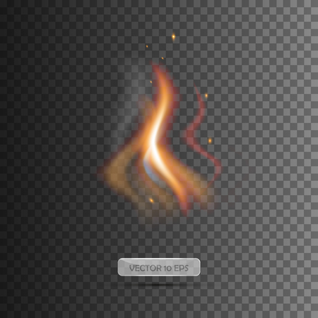 Fire flame. Transparent light effect. Bright fire icon. Isolated. Vector illustrationのイラスト素材