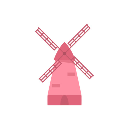 Pink Windmill icon. Isolated on white. Vector illustrationのイラスト素材