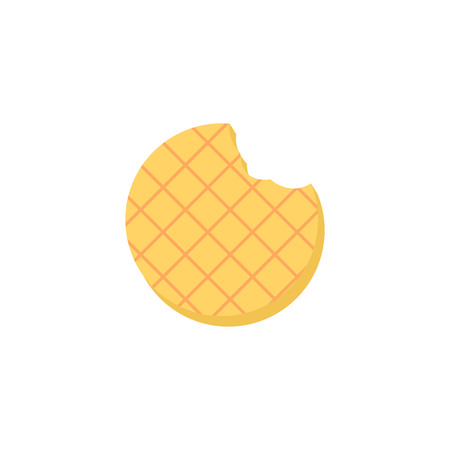 Waffle. Waffle icon with bite. Isolated Vector illustrationのイラスト素材