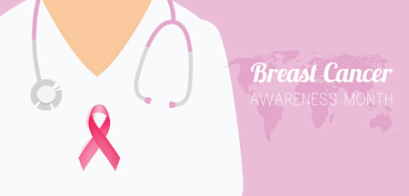 Breast cancer awareness month. Pink ribbon.のイラスト素材