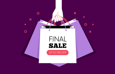 Hand holding Shopping bags.のイラスト素材