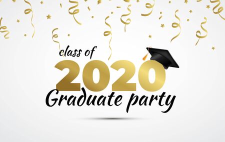 2020 Graduate Party. Class of 2020. Graduation cup and confetti. Vector illustrationのイラスト素材