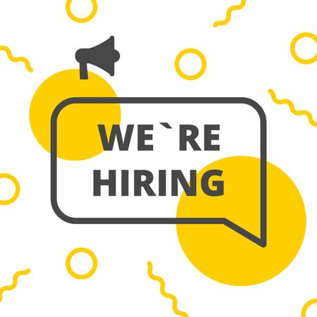 We are hiring. Yellow background. Hiring concept. Vector illustrationのイラスト素材