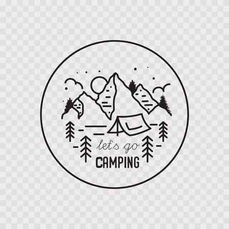 Let s go camping logo. Camping emblem. Vector illustrationのイラスト素材