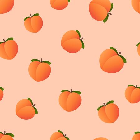Emoji Peach pattern. Fruit wallpaper. Vector illustrationのイラスト素材