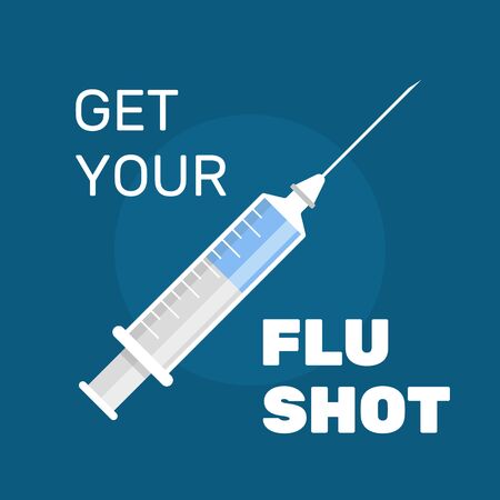 Get your flu shot. Vaccination. Syringe icon. Vectorのイラスト素材