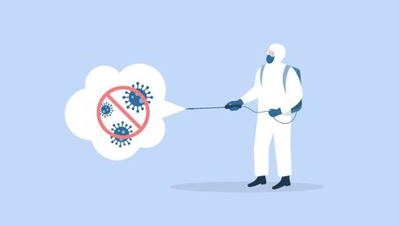 Disinfection worker. Hazmat suit. Coronavirus Covid 2019 Vectorのイラスト素材