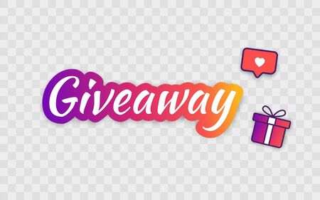 Giveaway violet background. Present box. Vector illustrationのイラスト素材