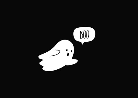 Boo. Halloween ghost. Cute simple ghost doodle. Vectorのイラスト素材