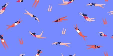 Women swimming in swimming pool. Summer vacation. Swimwear. Vectorのイラスト素材