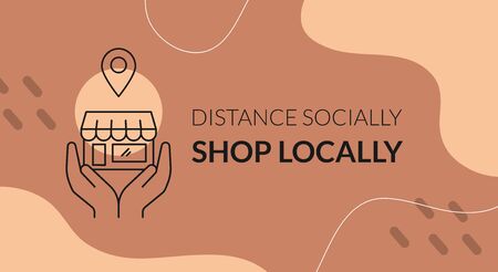 Distance socially support locally. Coronavirus Quarantine. Vector illustrationのイラスト素材