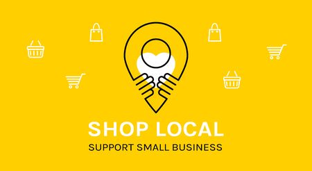 Distance socially support locally. Coronavirus Quarantine. Vector illustrationのイラスト素材