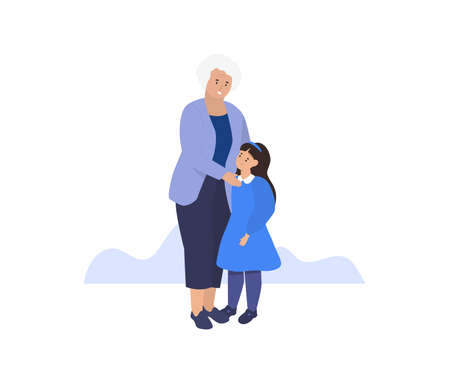 Happy smilling Grandmother and granddaughter together. Vectorのイラスト素材