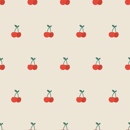 Cute cherries. Seamless pattern. Res summer cherries. Vector