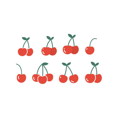 Cherries set. Cherry icon. Isolated on white. Vector
