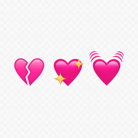 Pink hearts emojis. Love Hearts emoji. Isolated. Vectorのイラスト素材