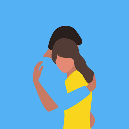 Hug illustration. Man and woman. Flat style. Vectorのイラスト素材