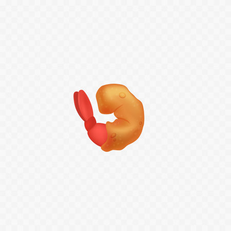 Fried shrimp realistic 3d icon. Shrimp icon isolated on whiteのイラスト素材