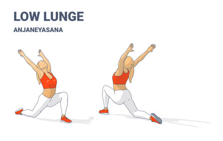 Low Lunge Pose. Anjaneyasana Yoga Illustrationのイラスト素材