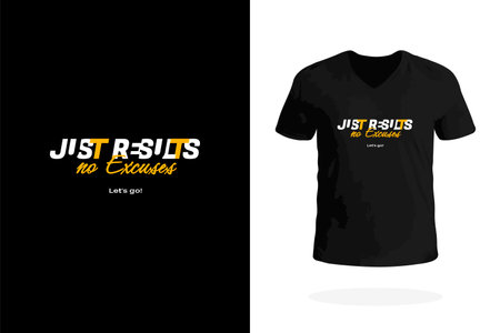 Uplifting t-shirt with No Excuses Just Results design. Perfect for those fueled by action and ambition.のイラスト素材