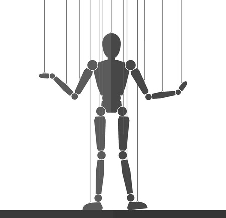 The power and the manipulation of the puppet jerking his limbs with a ropeのイラスト素材