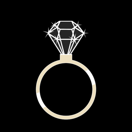 Gold ring with a diamond on a black backgroundのイラスト素材