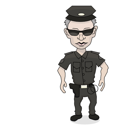 Policeman cartoon glasses and a black shape on a white backgroundのイラスト素材