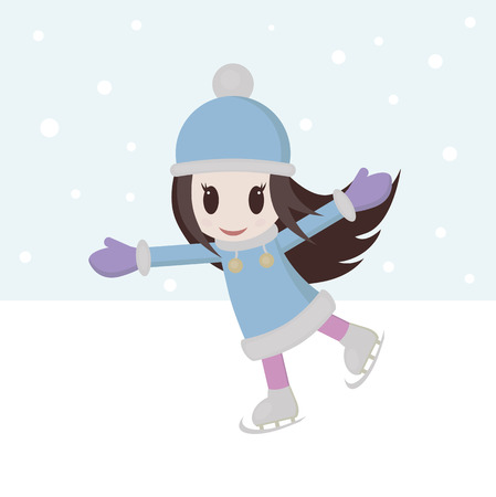 Girl skating on ice skatesのイラスト素材