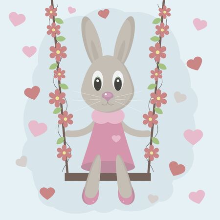 Bunny on a swingのイラスト素材