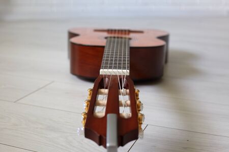 Acoustic guitar, close up