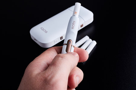 October 19.2019, Kiev, Ukraine : IQOS electronic cigarette of a new generation from the company...