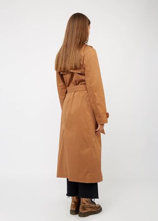 Female trench coat camel color isolated on white background.の写真素材