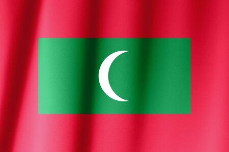Silk Flag of Maldives . Maldives Flag of Silk Fabricの写真素材