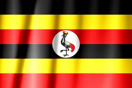 Uganda flag on a silk drape wavingの写真素材