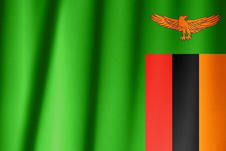 Zambia flag pattern on the fabric texture ,vintage styleの写真素材
