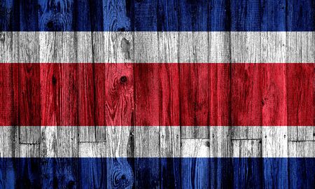 The Costa Rica flag painted on wooden padの写真素材