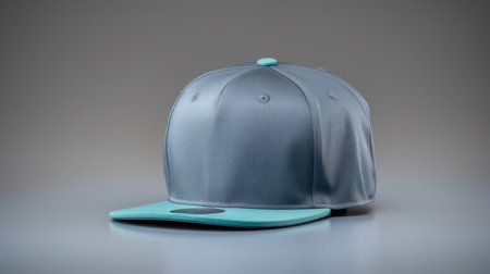 Blue baseball cap on a gray background. 3d rendering mock upの素材