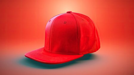 Red baseball cap on a red background. side view. 3d renderingの素材