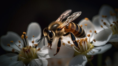 Macro shot of a bee, Apis mellifera. Generative AIの素材